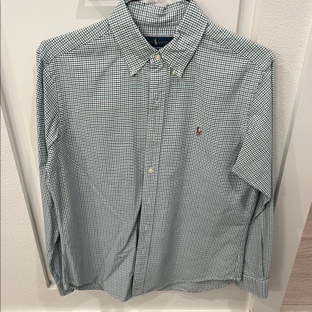 Ralph Lauren Men's Blue Checkered Button Down Shirt